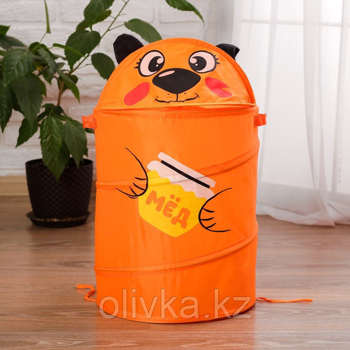 Корзина для игрушек "Мишка" с ручками, 33,7 × 33,7 × 55 см