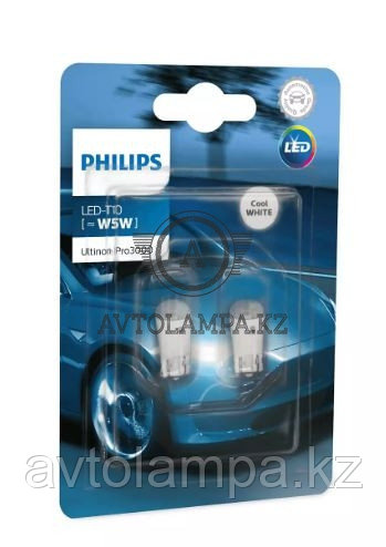 Philips LED T10 Ultinon Pro3000 SI 6000K (к-т) 11961U30CWB2 T10 W5W