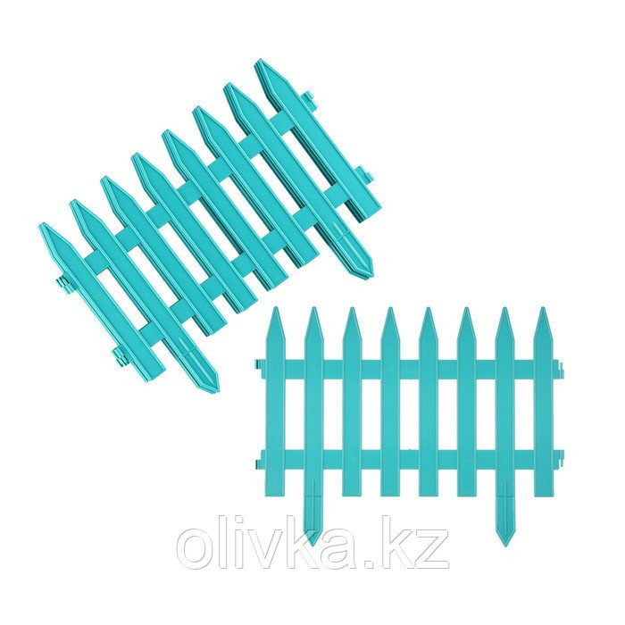 Ограждение декоративное, 35 × 210 см, 5 секций, пластик, бирюзовое, GOTIKA, Greengo