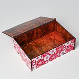 Ящик деревянный подарочный 21х14х7 см "С 8 марта! Цветы", шкатулка, фото 4