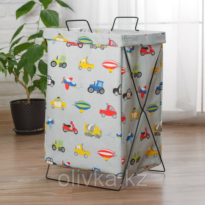 Корзина для хранения игрушек "Машинки" на каркасе 32×25×56 см