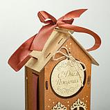 Коробка деревянная, 13.5×11.5×36.5 см "С Днём рождения!", подарочная упаковка, мокко, фото 2