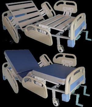 Кровать медицинская функциональная 4-х секционная с винтовой регулировкой, на колесах, спинки-пластик. ТВ-КМФ-