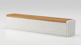 Скамейка из мраморного камня с деревянным настилом, модель: Onda bench