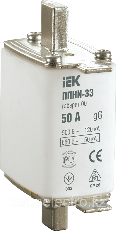 Плавкая вставка предохранителя ППНИ-33 габарит 0 63А IEK