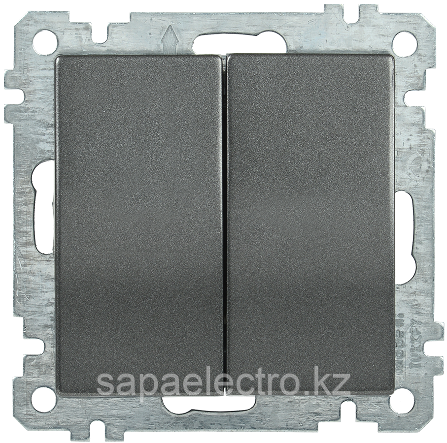 Выключатель 2-клавишный ВС10-2-0-Б 10А BOLERO антрацит IEK - фото 1 - id-p88799216