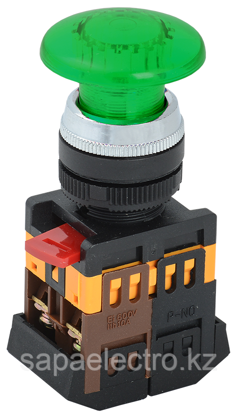 Кнопка управления AELA-22 "Грибок" d=22мм 1з+1р неон/240В зеленая IEK ...