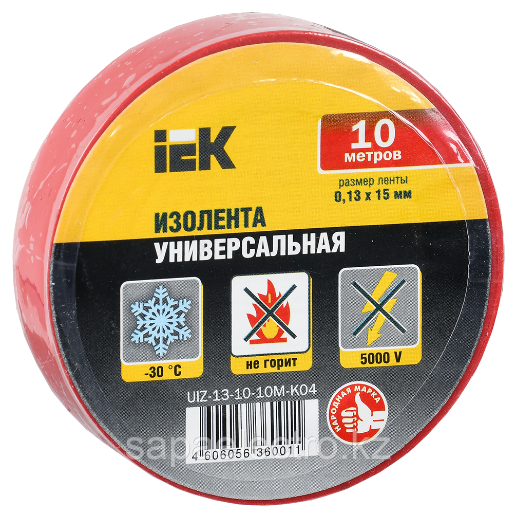 Изолента 0,13х15мм красная 10м IEK - фото 1 - id-p88799805