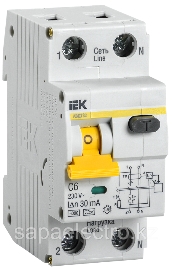 Автоматический выключатель дифференциального тока АВДТ32 C6 IEK - фото 1 - id-p88798046