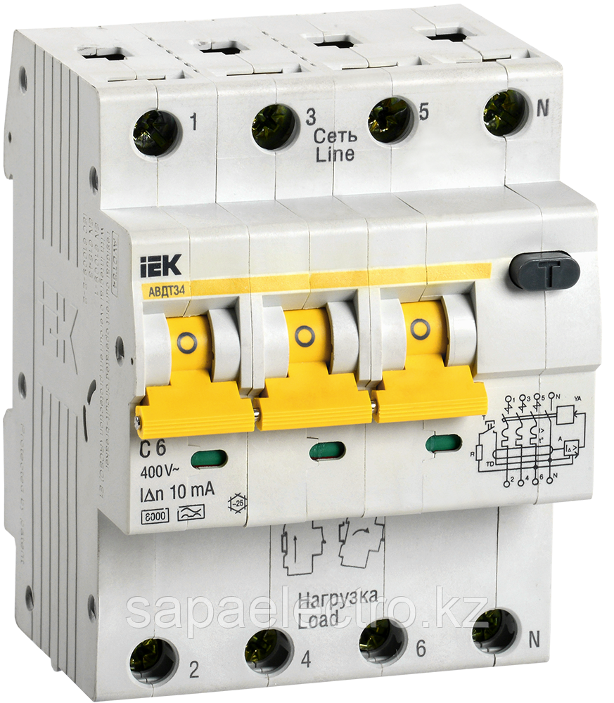 Автоматический выключатель дифференциального тока АВДТ34 C6 10мА IEK - фото 1 - id-p88798057