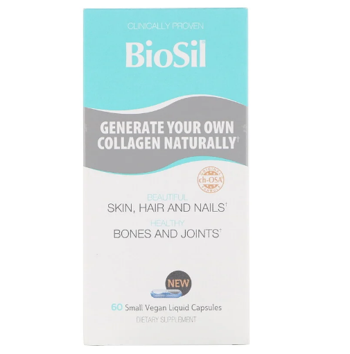 BioSil by Natural Factors, Улучшенный источник коллагена, 60 небольших вегетарианских капсул, заполненных жидк