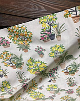 Ткань с цветочным принтом и тефлоновой пропиткой для скатертей, фартуков, подушек, уличных штор