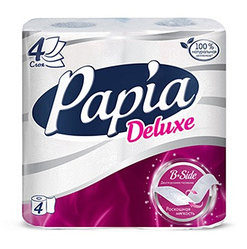 Туалетная бумага Papia Deluxe White 4-х слойная, 4 рулона