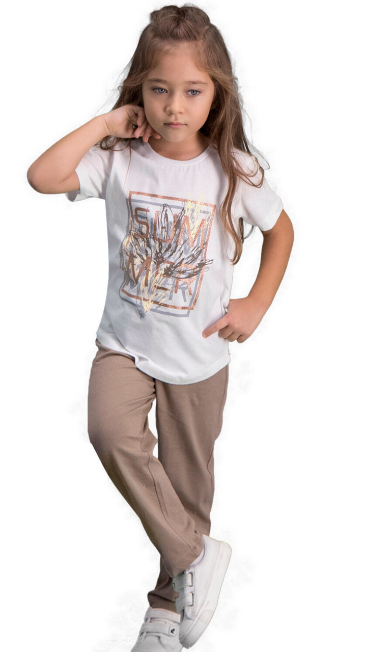 Пижама детская девичья 3/98 см, Кремовый - фото 1 - id-p88144780