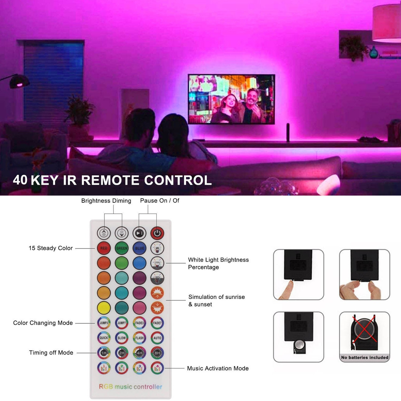 Музыкальный контроллер c bluetooth и пультом + 5 метров RGB ленты + блок питания - фото 3 - id-p88832546