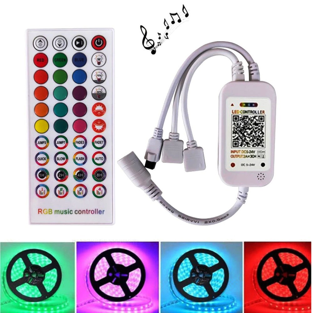 Музыкальный RGB контроллер c bluetooth и пультом для ленты 5050 2835 3528 - фото 1 - id-p88832576