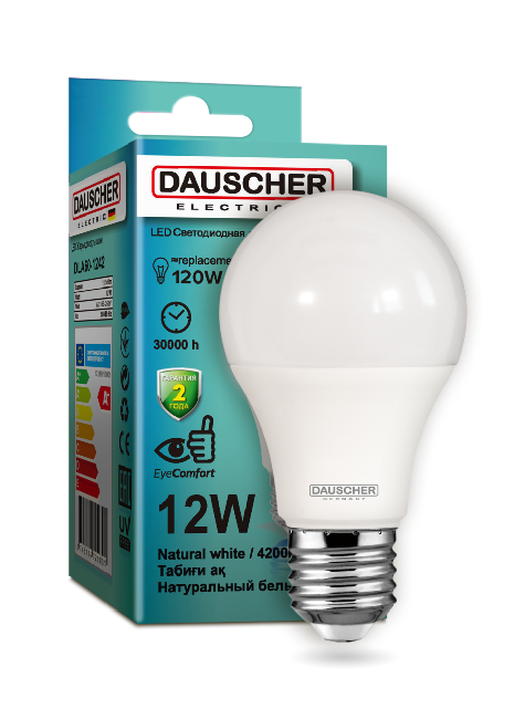 LED Лампа Dauscher A60 12W E27 4200K 90lm/w Нейтральный цвет