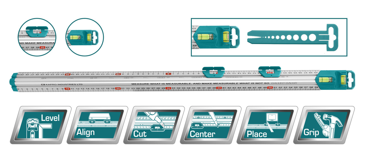 Многофункциональная линейка с уровнем 600мм Total TMT646003