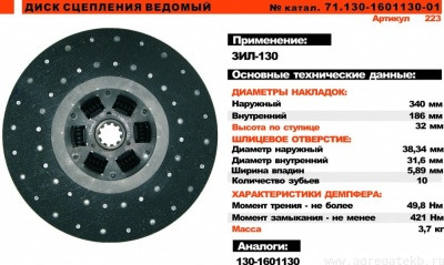 Диск сцепления ведомый (фередо) ЗиЛ-130 тяж,констр-я под диз.двиг.ДСА ТРИАЛ арт..71.130т-1601130-02 - фото 1 - id-p88855045