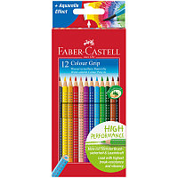 Карандаши цветные Faber-Castell "Grip", 12цв., трехгран., заточен., картон, европодвес