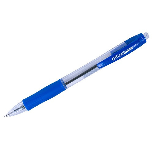 Ручка шариковая автоматическая OfficeSpace "Predictor" синяя, 0,7мм, грип, прозр. корпус