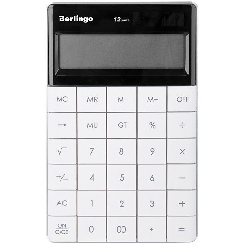 Калькулятор настольный Berlingo "Power TX", 12 разрядный, двойное питание, 165*105*13 мм., белый
