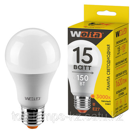 Лампа LED WOLTA LX A60 15Вт 1620лм Е27 3000К    1/50, фото 2