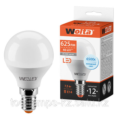 Лампа LED WOLTA G45 7.5Вт 625лм Е14 6500К   1/50, фото 2