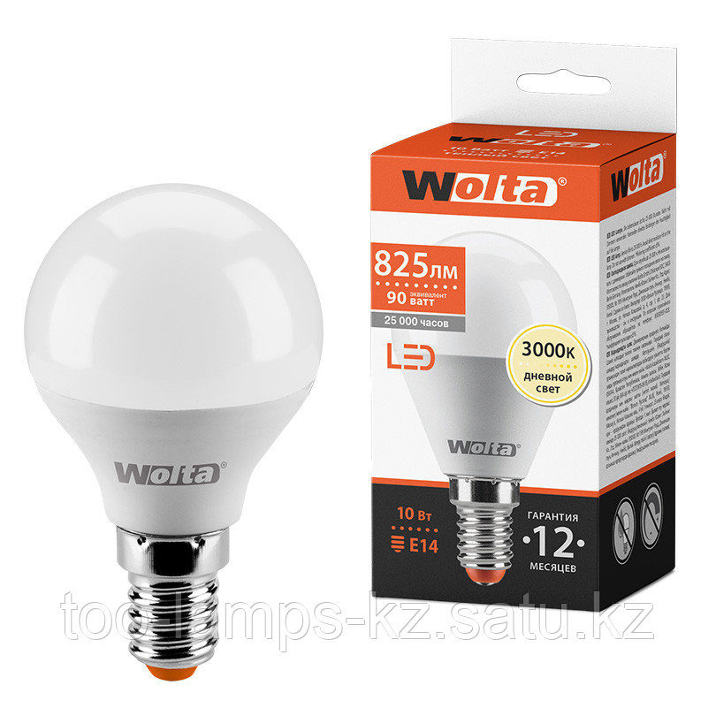 Лампа LED WOLTA G45 10Вт 825лм Е14 3000К   1/50