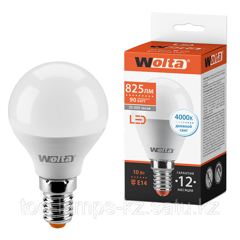 Лампа LED WOLTA G45 10Вт 825лм Е14 4000К   1/50