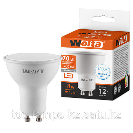 Лампа LED WOLTA PAR16  8Вт 700лм GU10 4000К   1/50, фото 2