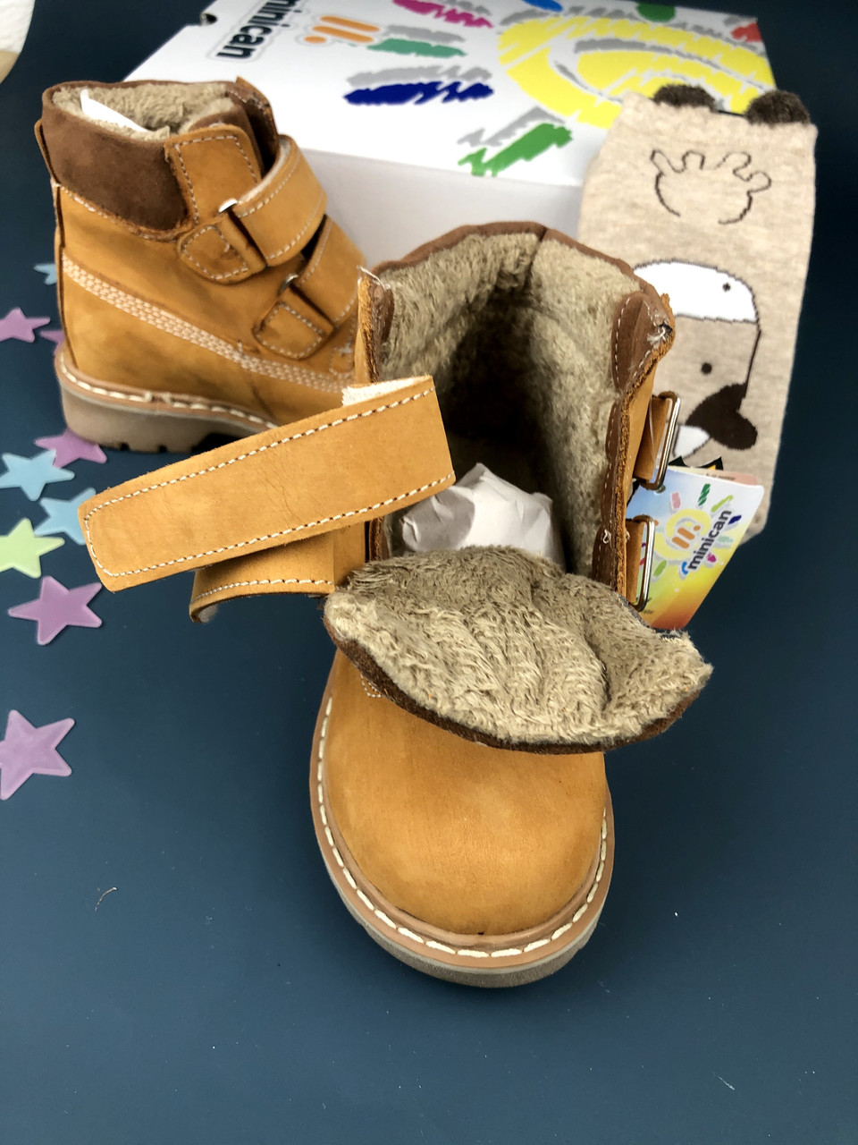 MINICAN обувь светло-коричневый ботинки на липучках для мальчиков детские ботинки - фото 5