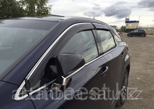 Ветровики на Lexus Rx Long 2015-2021/дефлекторы боковых окон на Лексус рх Лонг с хромом