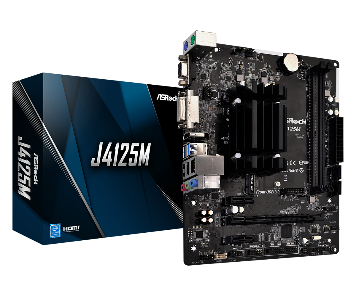 Материнская плата ASRock J4125M Quad-Core J4125