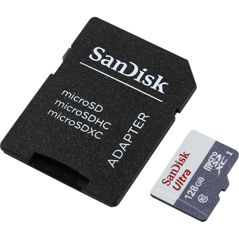 Карта памяти SANDISK 12Gb microSDHC+SD Adapter UHS-I C10 SDSQUNS-128G-GN6TA \