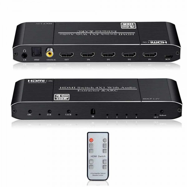 HDMI Switch 4x1 с экстрактором звука и ARC - фото 3 - id-p86711363