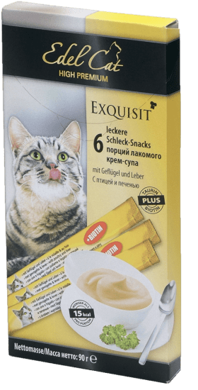 Edel Cat, крем-суп с птицей и печенью, 6х15гр.