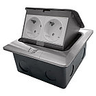 Shelbi Напольный/настольный лючок на 4 модуля, металл, серебро, фото 2