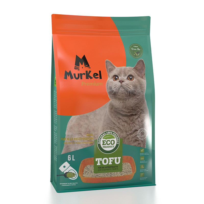 Murkel (Муркель) Тофу Соевый наполнитель Зелёный чай, 6 л, фото 1
