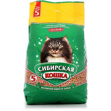 Сибирская кошка Древесный наполнитель, 5 л