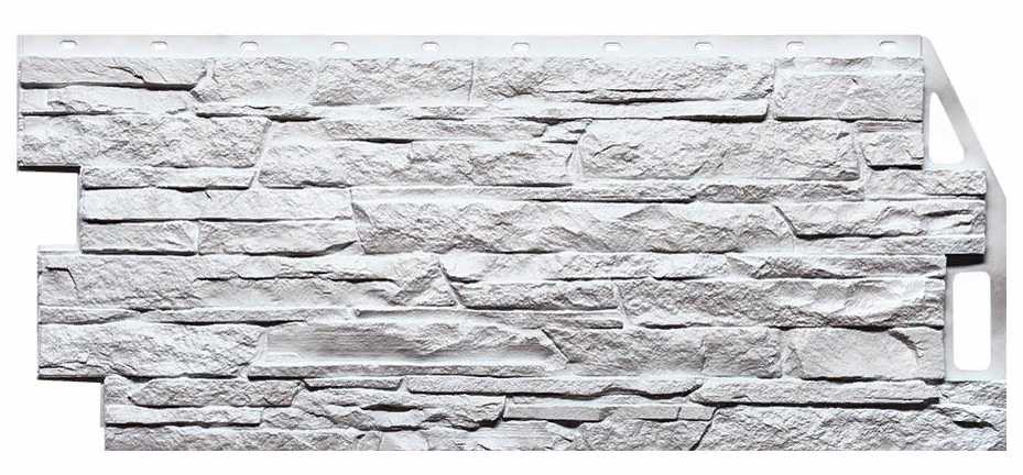 Фасадные панели Мелованный белый 1090x460 мм ( 0,43 м2) Скала FINEBER