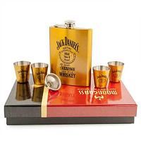 Набор подарочный для виски с фляжкой и стопками «Whiskey Brands» (Jack Daniel's Gold)