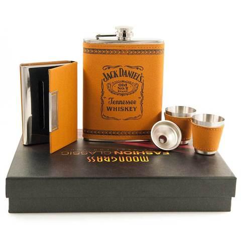 Набор подарочный для виски с фляжкой и стопками «Whiskey Brands» (Jack Daniel's Leather) - фото 1 - id-p88935308