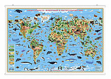 Карта мира на рейках "Животный и растительный мир" 101х69 см