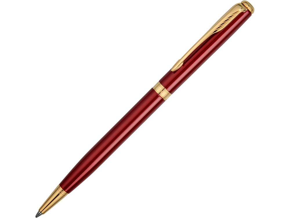 Ручка шариковая тонкая Parker модель SON13 SLM RED GT BP FBLK GB, красный/золотистый - фото 1 - id-p88981608