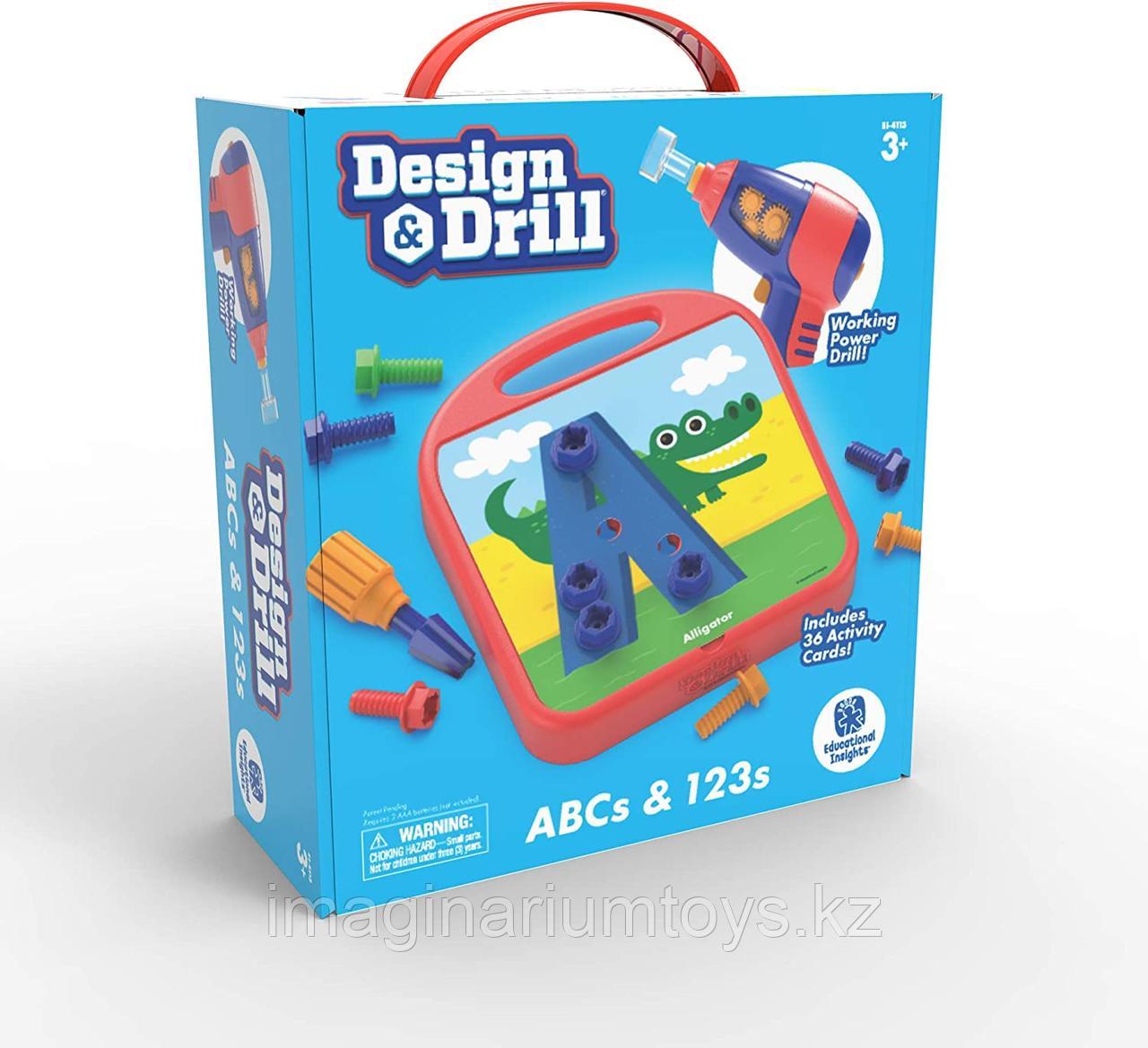 Развивающий игровой набор с дрелью «Закручивай и учись. Буквы, числа, цвета» Design&Drill - фото 2 - id-p88991613
