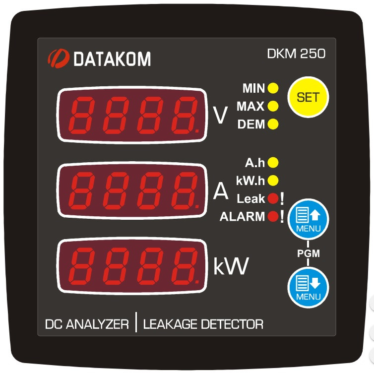 Анализатор сети постоянного тока и детектор утечки на землю Datakom DKM-250