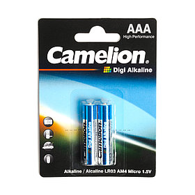 Батарейка, CAMELION, LR03-BP2DG, Digi Alkaline, AAA, 1.5V, 1250mAh, 2 шт. в блистере/12 блис. в упаковке