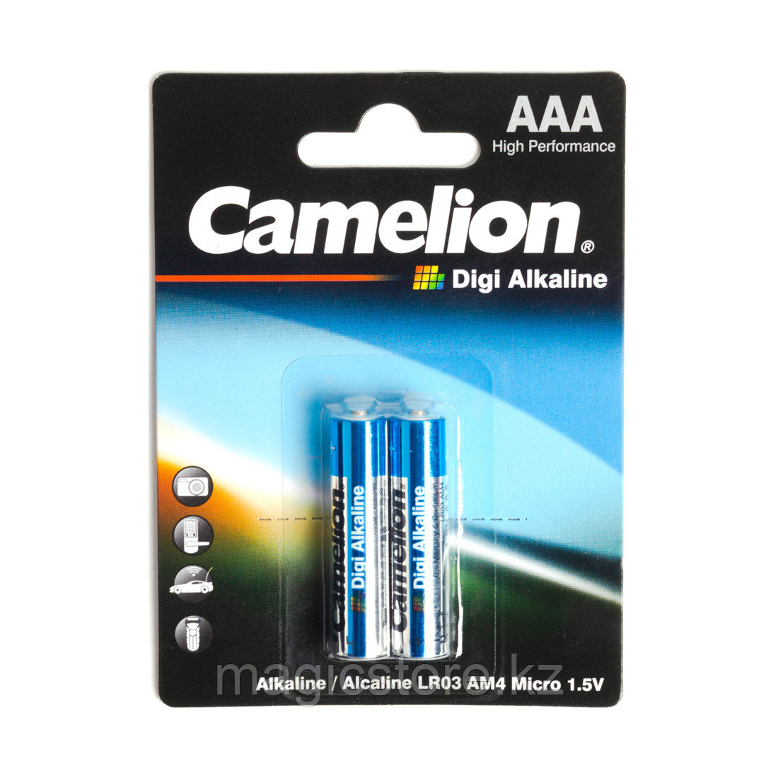 Батарейка, CAMELION, LR03-BP2DG, Digi Alkaline, AAA, 1.5V, 1250mAh, 2 шт. в блистере/12 блис. в упаковке - фото 1 - id-p89009334