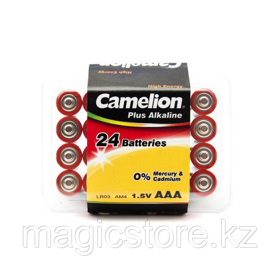 Батарейка, CAMELION, LR03-PB24, Plus Alkaline, AAA, 1.5V, 1150 mAh / 24 шт в упаковке - фото 1 - id-p89009339